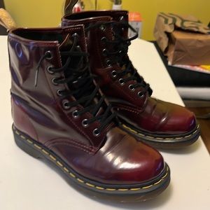 Doc Martens vegan 1460 dark cherry boots. Great condition.